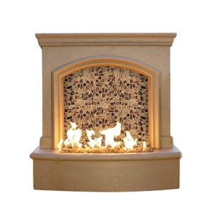 Arch Stone Firewall with Artisan Glass